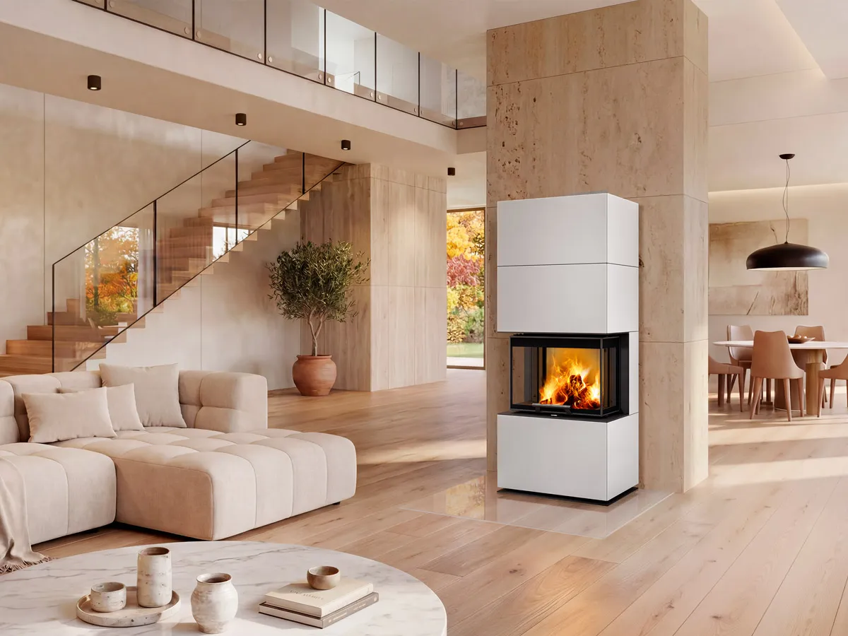 CARA CS keramika – designový akumulačný krb s výsuvnými dvierkami | Romotop